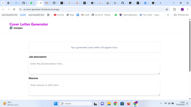AI cover letter generator